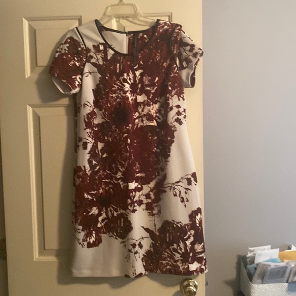 Burgundy and black with cream background, trimmed with black leather - Picture 1 of 4